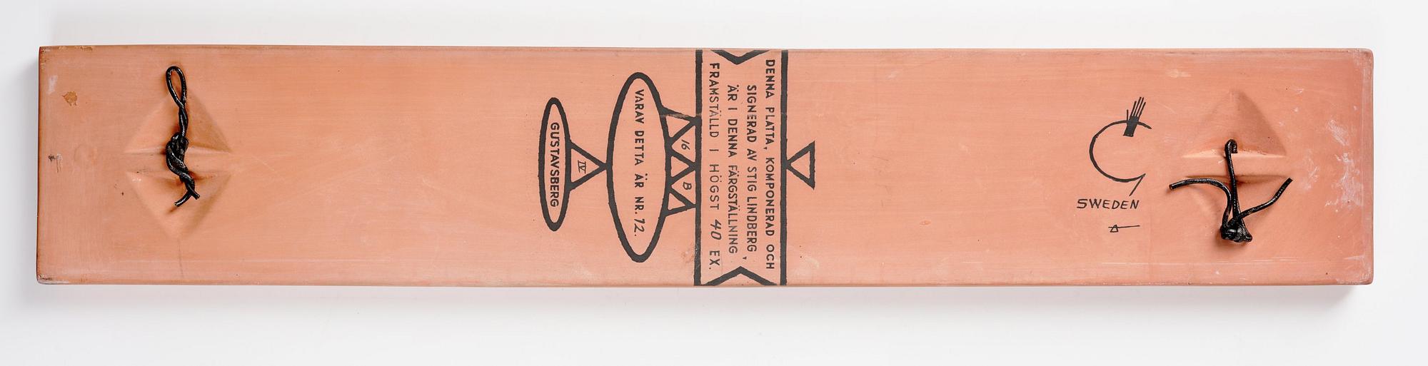 Stig Lindberg, väggplakett, Gustavsbergs studio, 1950-tal, ed. 12/40.