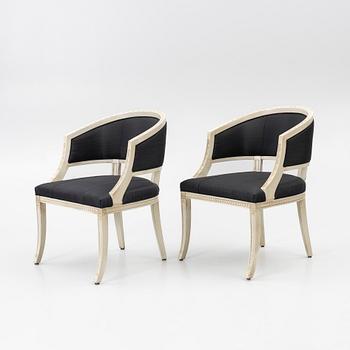 A pair of late Gustavian style armchairs, second half of the 20th century.