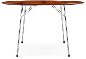 33. An Arne Jacobsen palisander and steel table, Fritz Hansen 1966.
