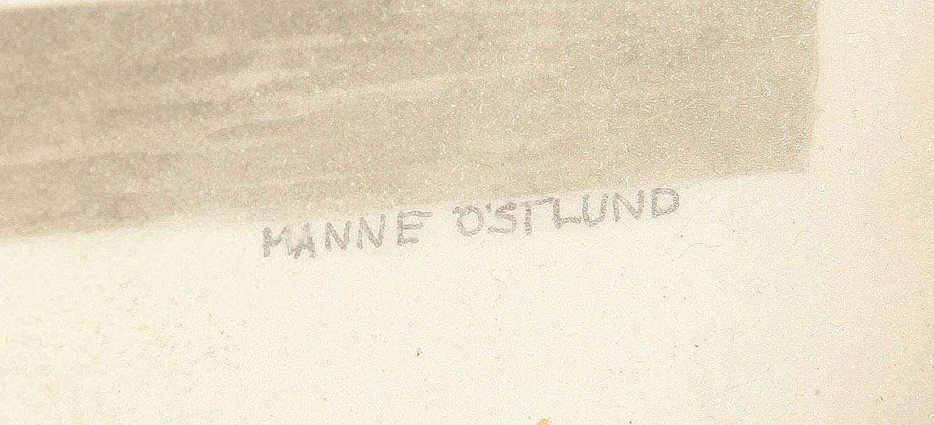 MANNE ÖSTLUND, blandteknik på papp, signerad.