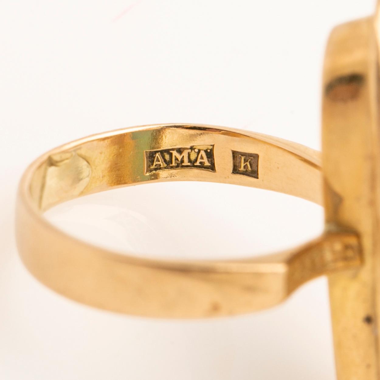 Ring, 18k med turmalin och briljant, Anders Molin Ädelsmedja, 1991.