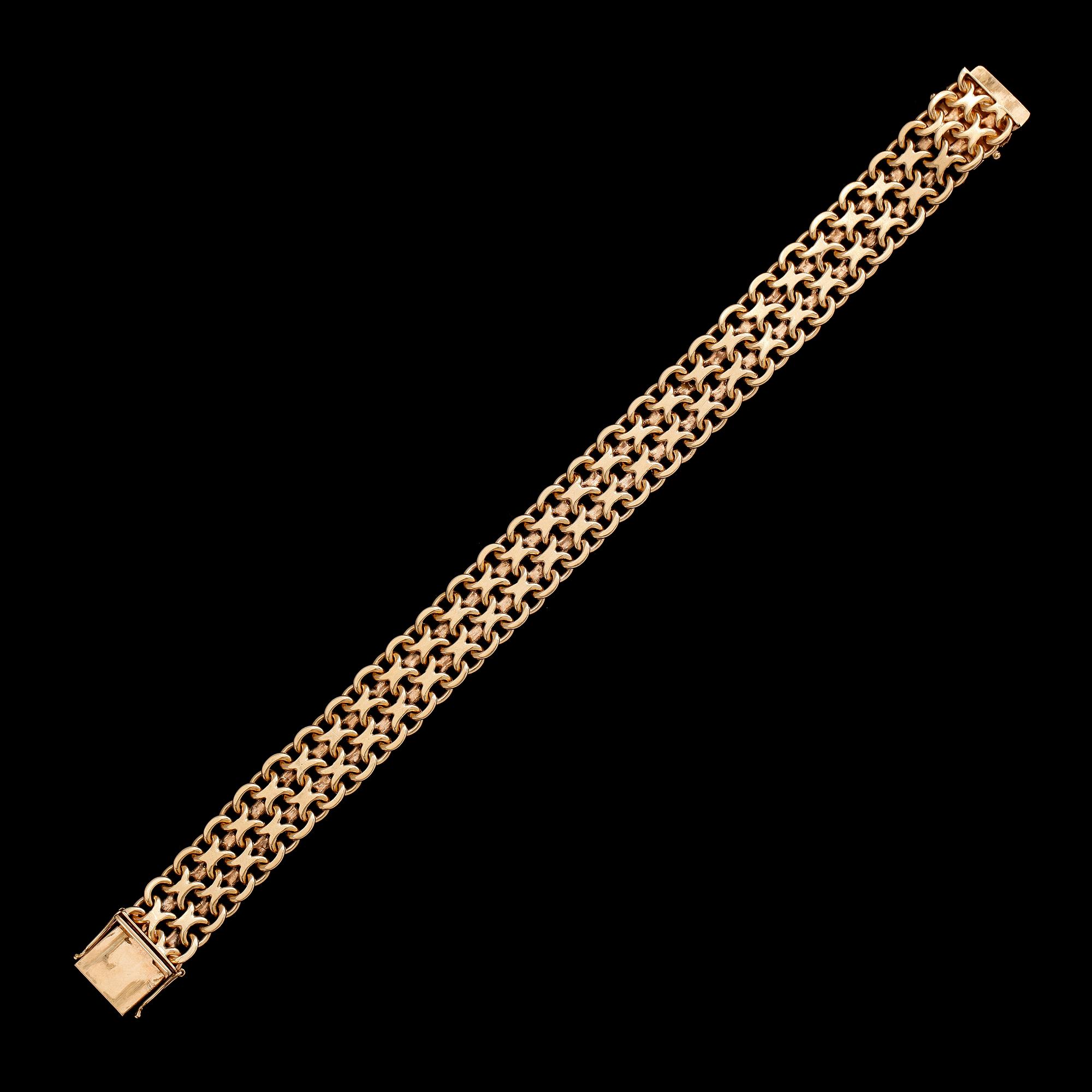 ARMBAND, 18 k guld, svenska stämplar, 1960. Total vikt ca 40 g.