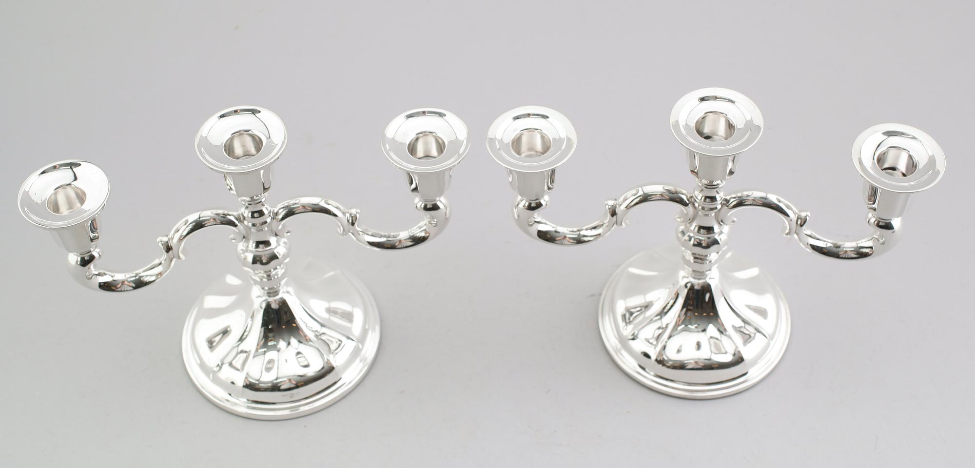 KANDELABRAR, 1 par, silver, Norge, 1900-talets första hälft.