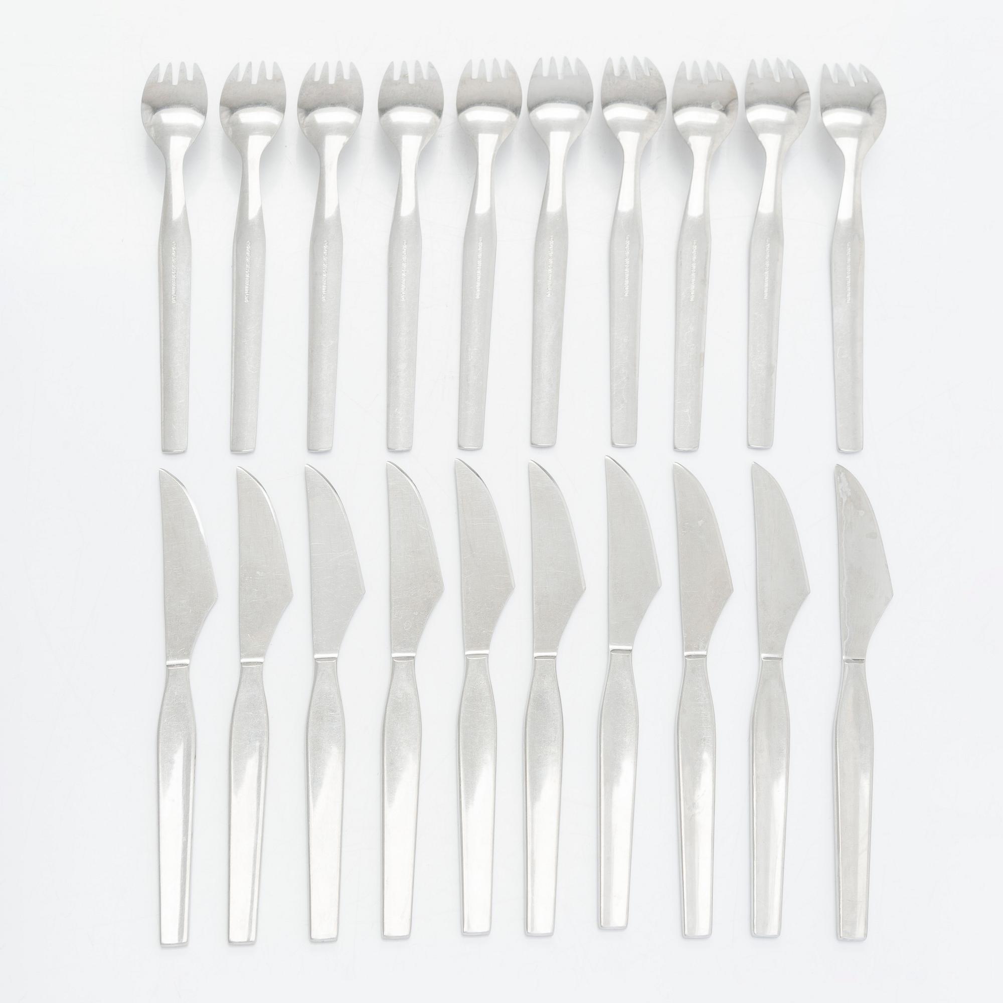 Tapio Wirkkala, aterimet, 20 kpl, teräs, "Caravelle", Hopeakeskus Oy Finland.