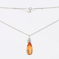 H. Stern, necklace in 18K white gold with a drop-cut orange topaz and diamonds.