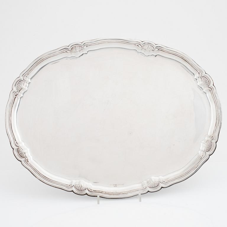 A Swedish sterling silver tray, mark of GAB, Stockholm 1938.