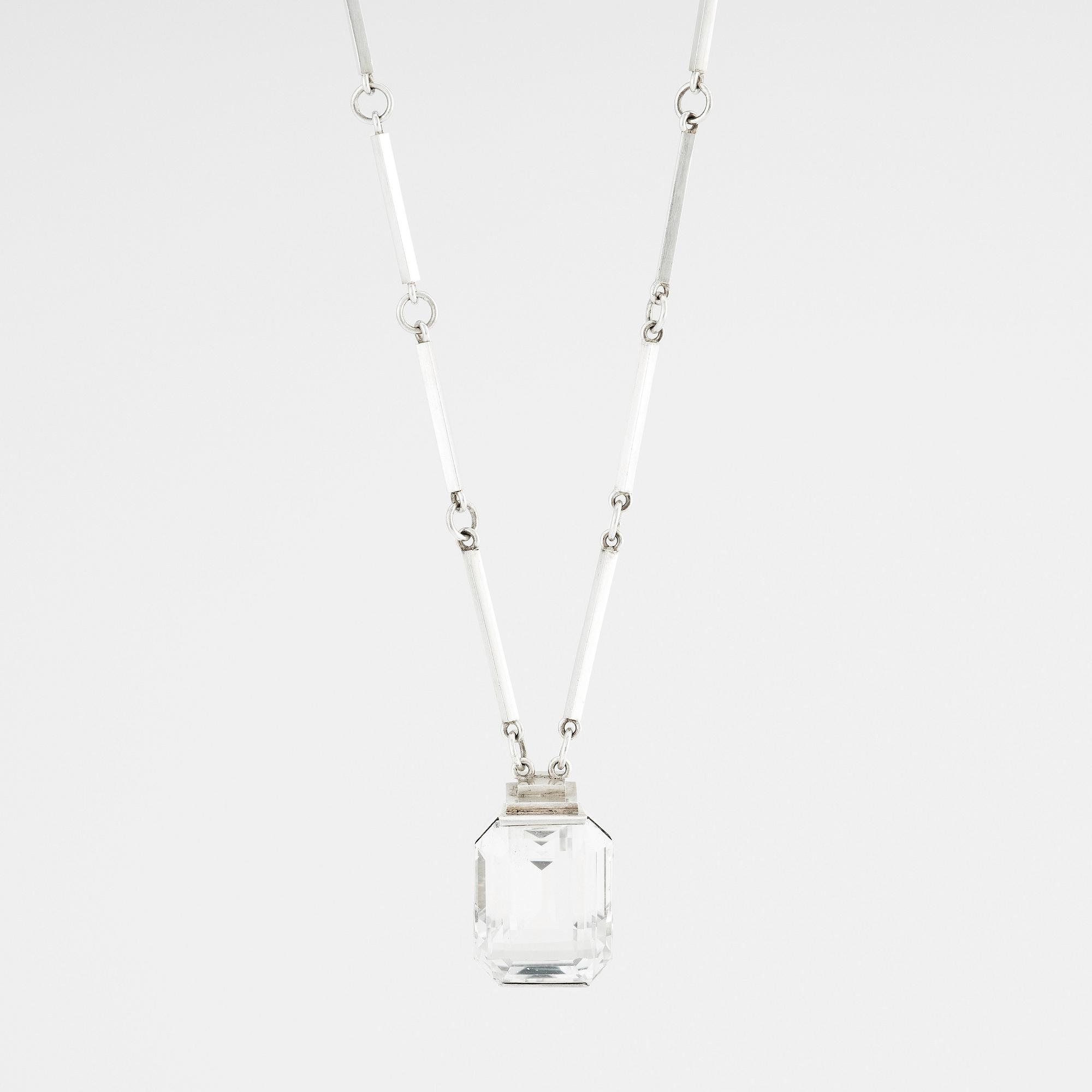 Wiwen Nilsson, a rock crystal and sterling silver necklace and pendant, Lund Sweden 1942.