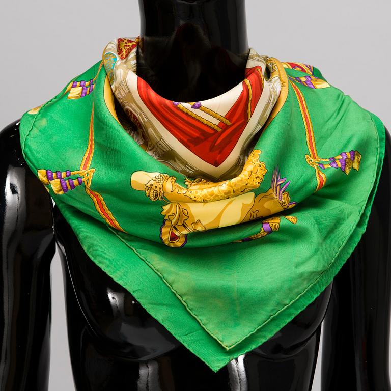 HERMÈS Two Silk Scarfs.