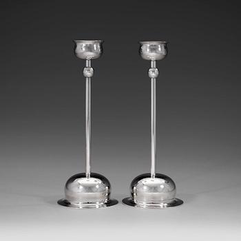 348. A pair of Birger Haglund sterling candlesticks, Stockholm 1968.