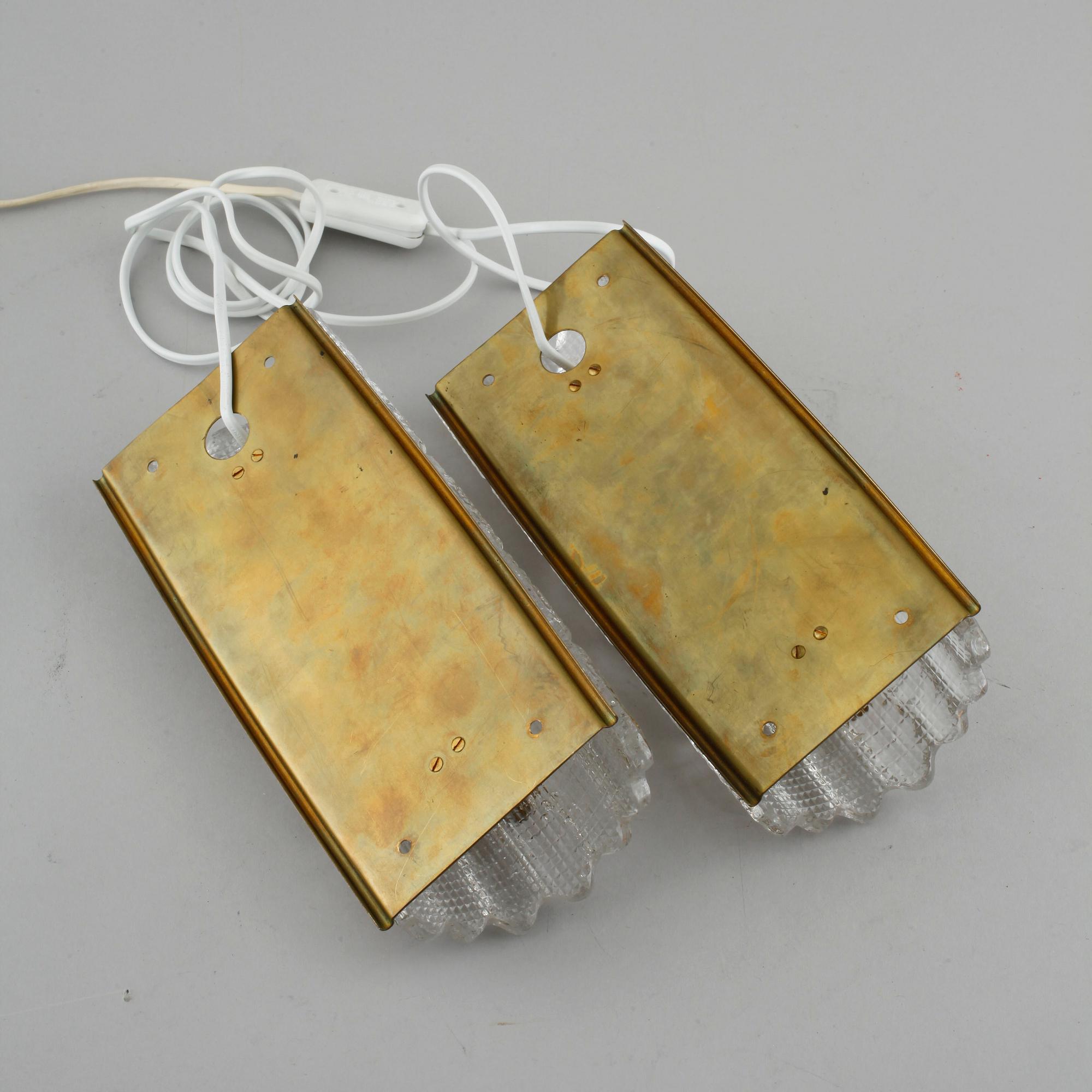 A pair of wall lamps by Carl Fagerlund for Orrefors, second half of the 20th century.