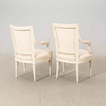 Armchairs, ett pair, late Gustavian Stockholm work, early 19th century.