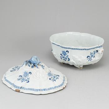 A 18th Century faience tureen with cover, northern Europe.