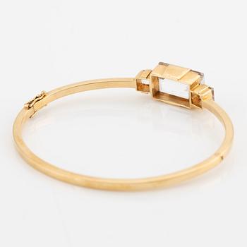 Bracelet 18K gold with step-cut rock crystal, Stigbert.