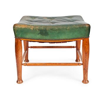 486. A Josef Frank green leather and mahogany stool, Svenskt Tenn.