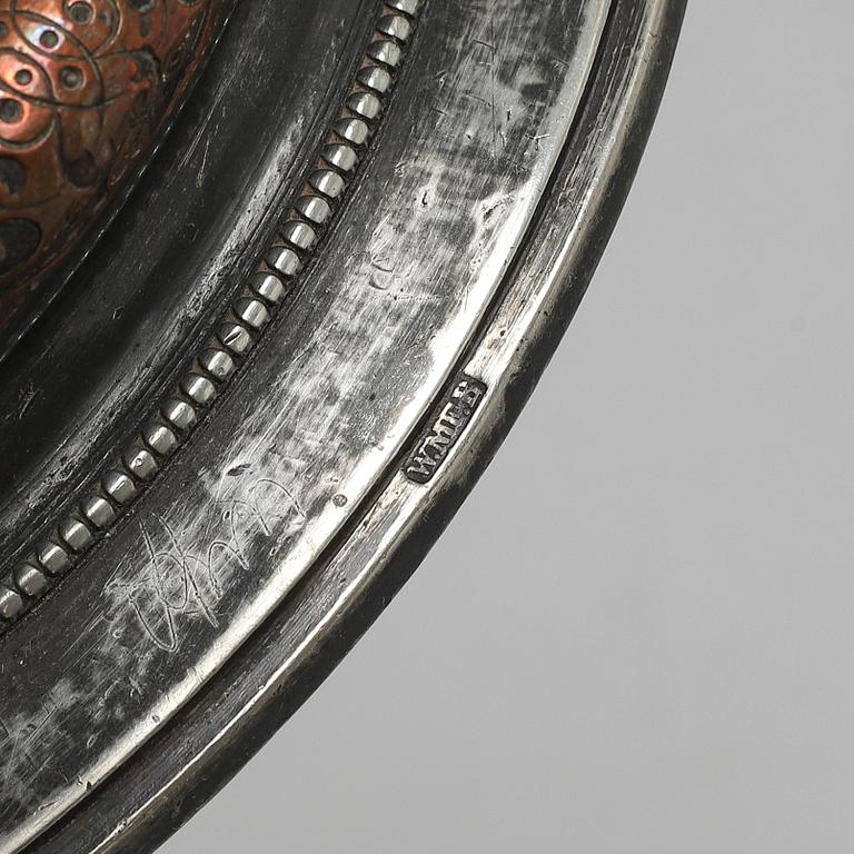 A silver plated cup with lid, WMFB (Würtembergische Metallwarenfabrik), late 19th century.