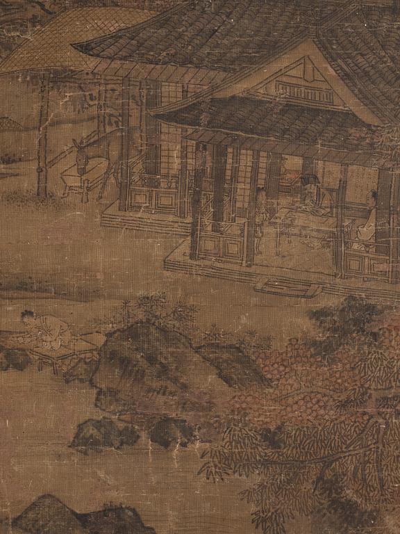 A scroll painting by anonymous artist, ink and colour on paper, late Ming/early Qing dynasty after an old master.