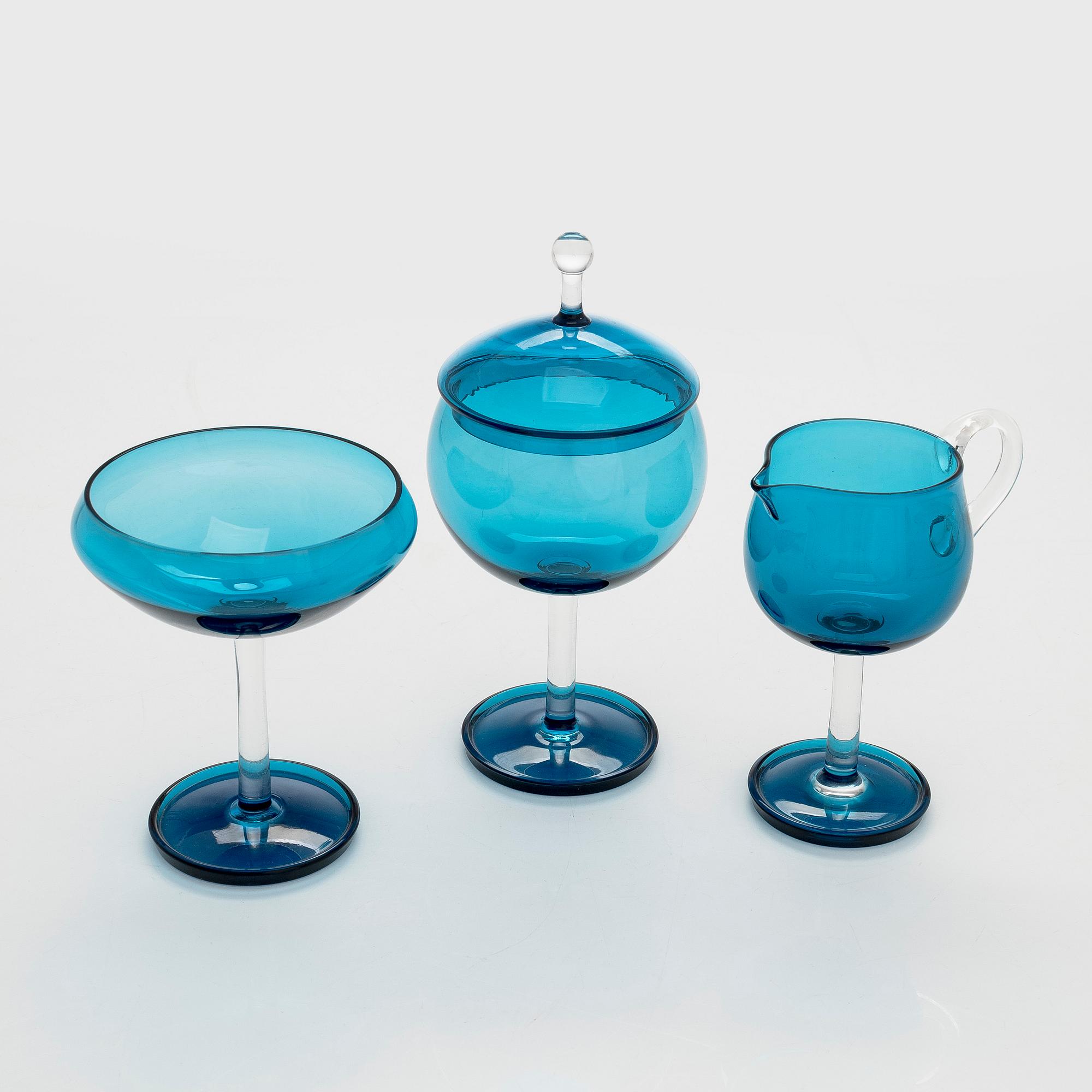 Nanny Still, servisdelar, 3 st, "Harlekin", Riihimäen Lasi Oy.