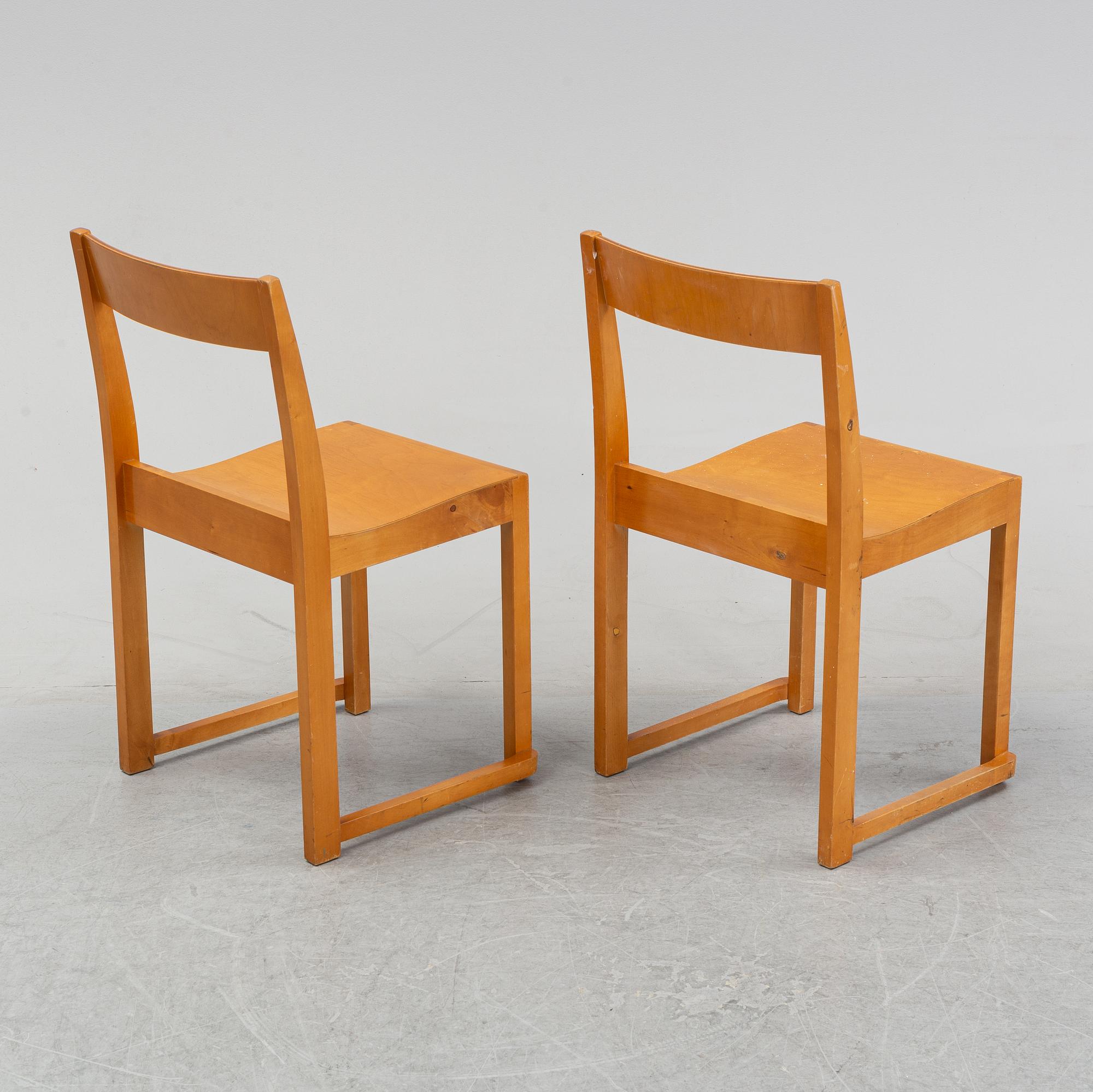 Six birch chairs by Sven Markelius, mid 20th Century.