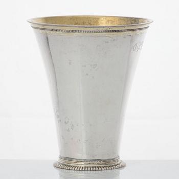 A Swedish 18th century parcel-gilt silver beaker, marke of Bengt Collin, Uppsala 1752.