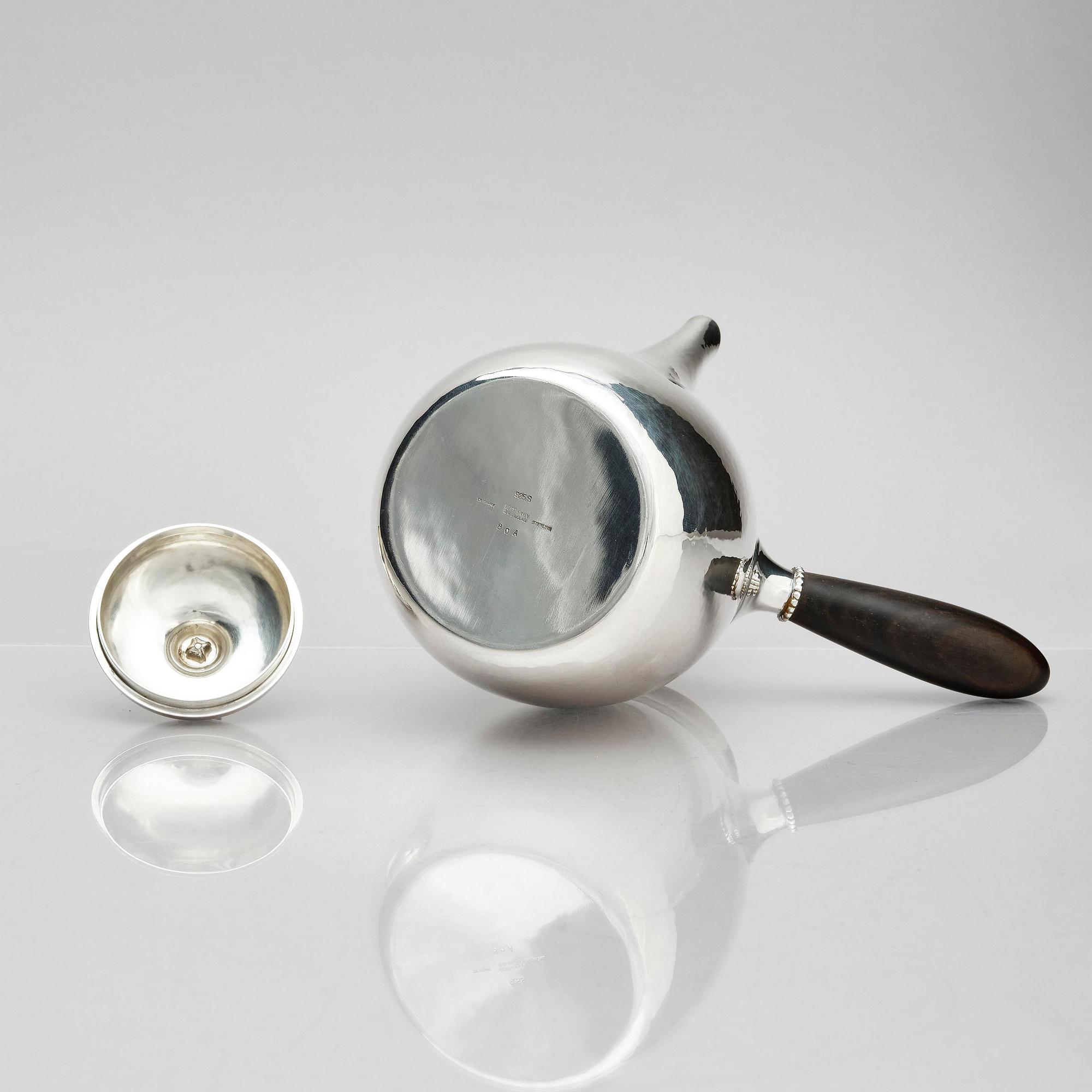 Georg Jensen, a sterling silver 3 pieces coffee set, Copenhagen, Denmark, after 1945, design no 80A.