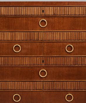 Oscar Nilsson, attributed to, a mahogany chest of drawers, Sweden 1930's.