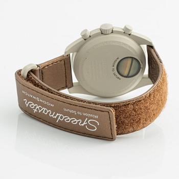 Swatch/Omega, MoonSwatch, Mission To Saturn, chronograph, wristwatch, 42 mm.