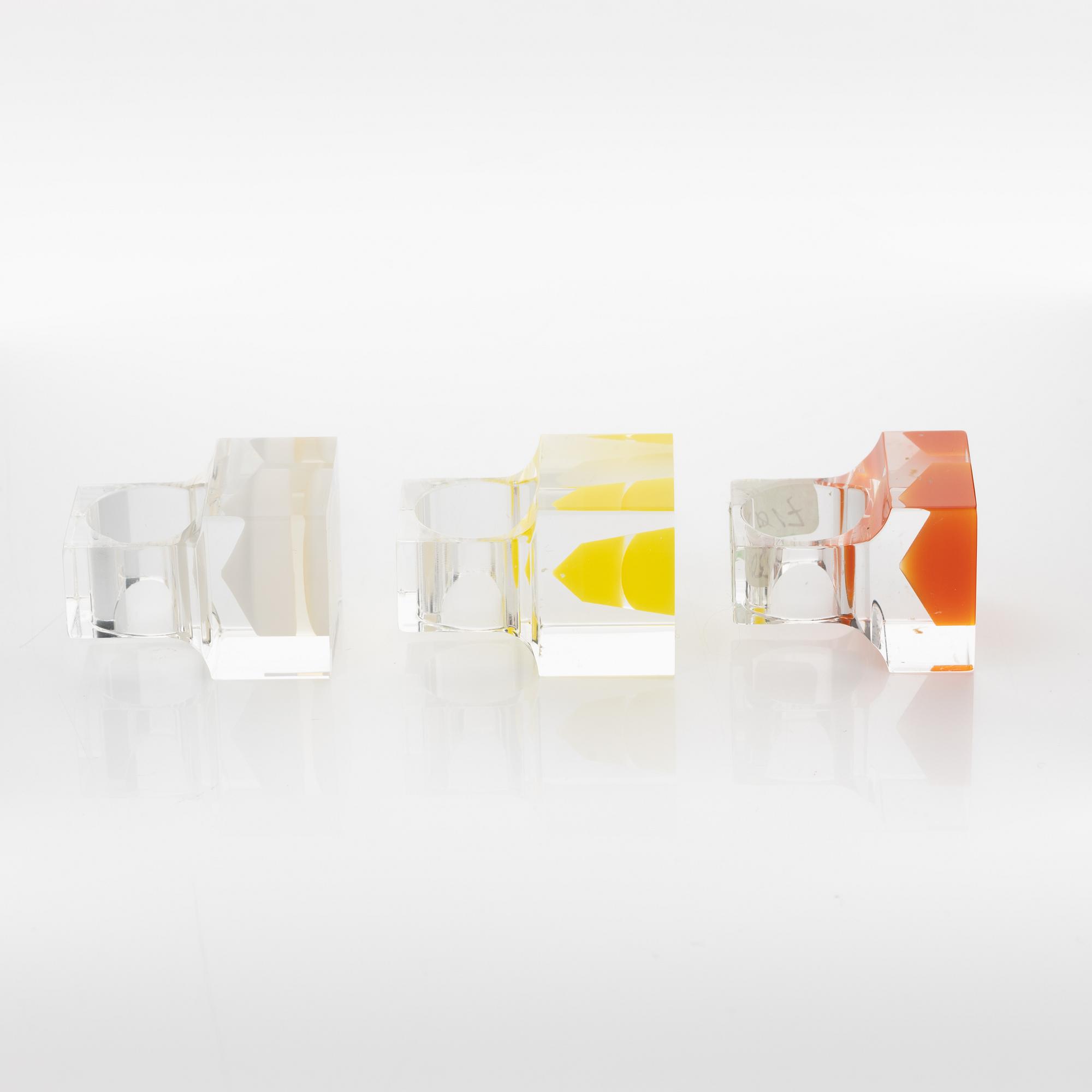 Siv Lagerström, three acrylic plastic rings, 1970s.