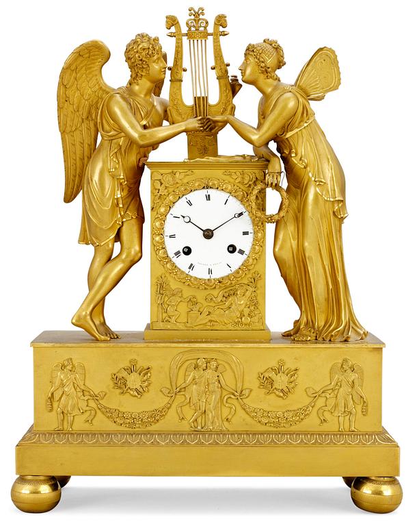 A French Empire mantel clock.