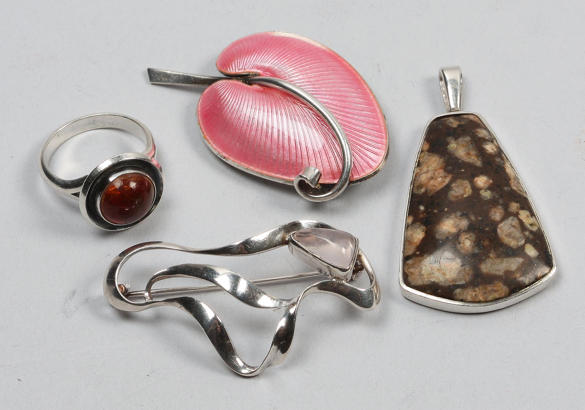PARTI SMYCKEN, 4 delar, bl a sterling silver, bl a Danmark.