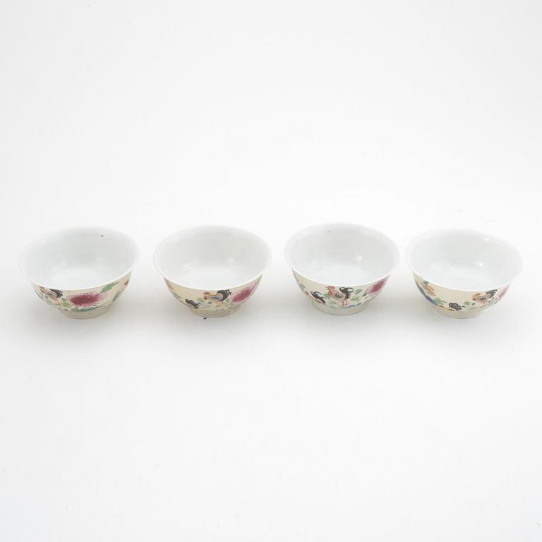 KOPPAR, 4 st, porslin, Kina 1800-tal.