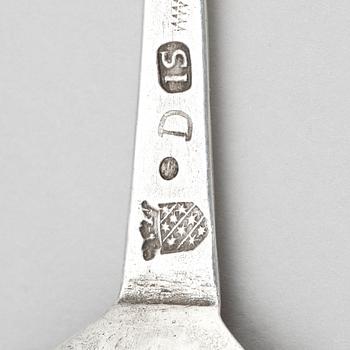A Swedish silver spoon, mark of Johan Söderdahl, Söderköping 1762.
