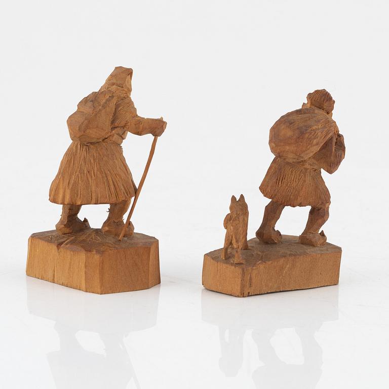 Martin Stenström, a group of six carved wood figurines.
