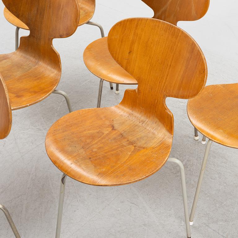 Arne Jacobsen, stolar, 6 st, "Myran", Fritz Hansen, Danmark, 1900-talets mitt.