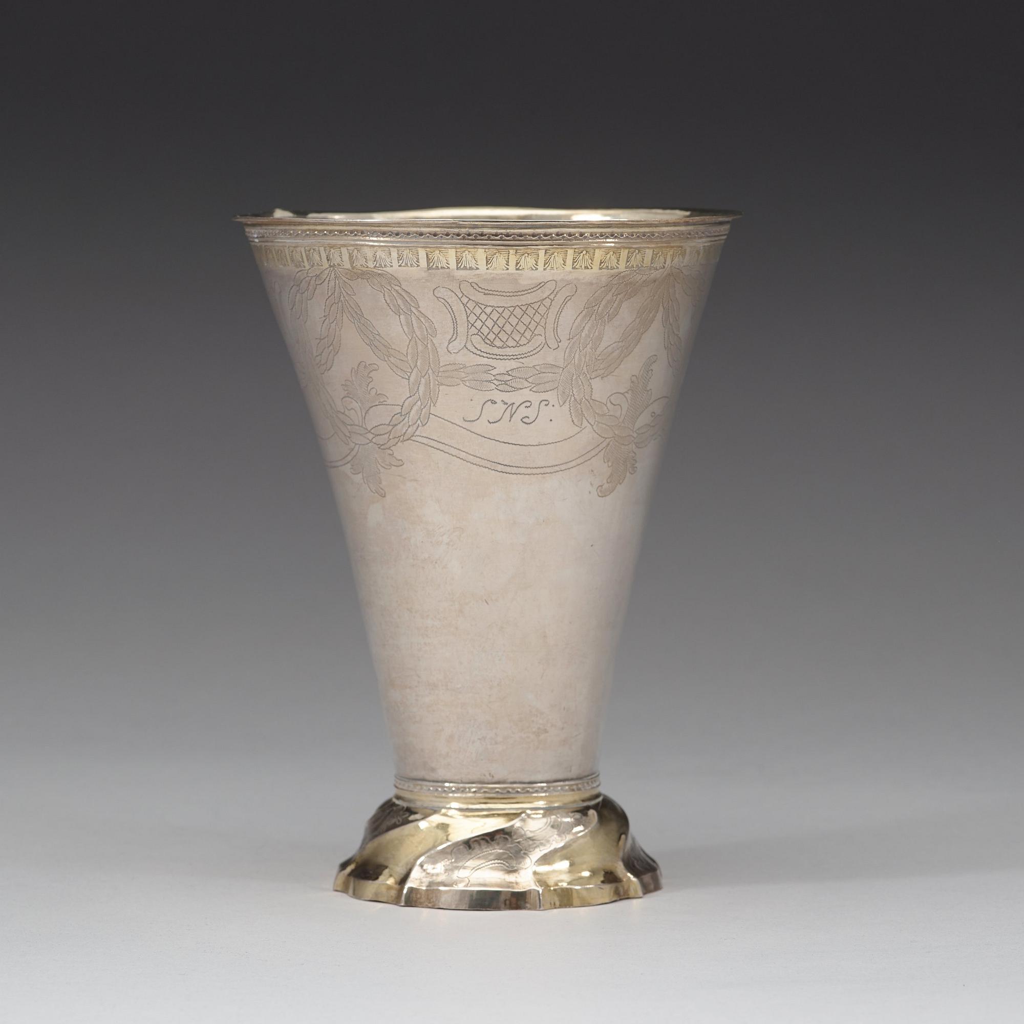 A Swedish 18th century parcel-gilt beaker, marks of Nils Grubb and Olof Grubb, Hudiksvall 1791.