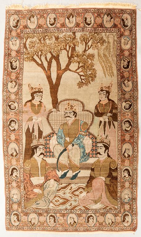 Rug Keshan figural old/semi-antique approx. 220x135 cm.