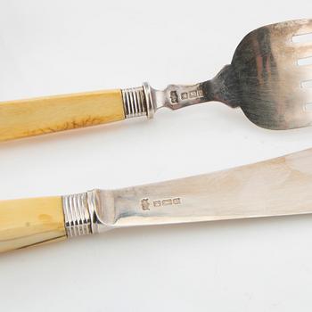 Mappin & Webb fish cutlery 24 + 2 dlr sterling silver Sheffield 1903.