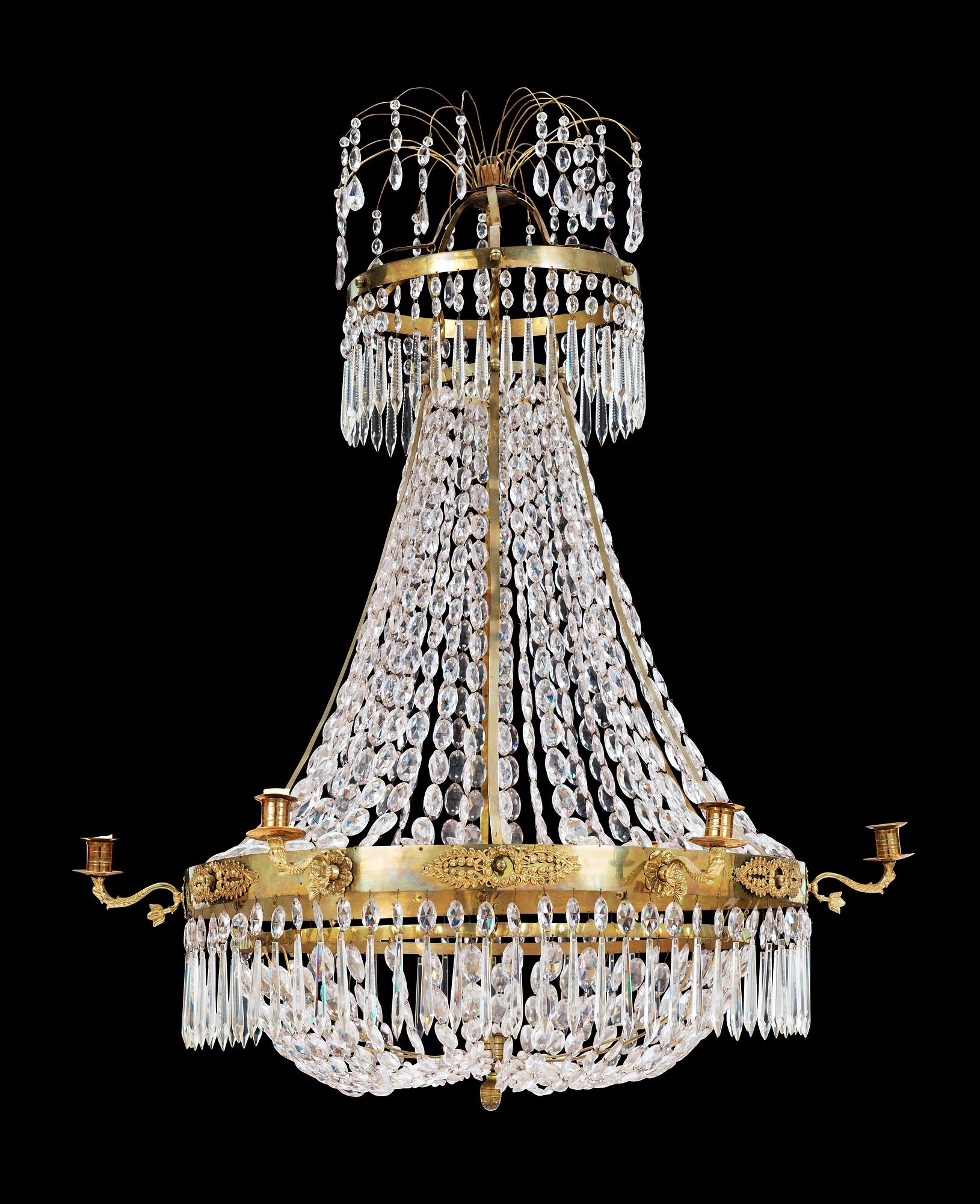 A Swedish Empire 1820/30's six-light chandelier.