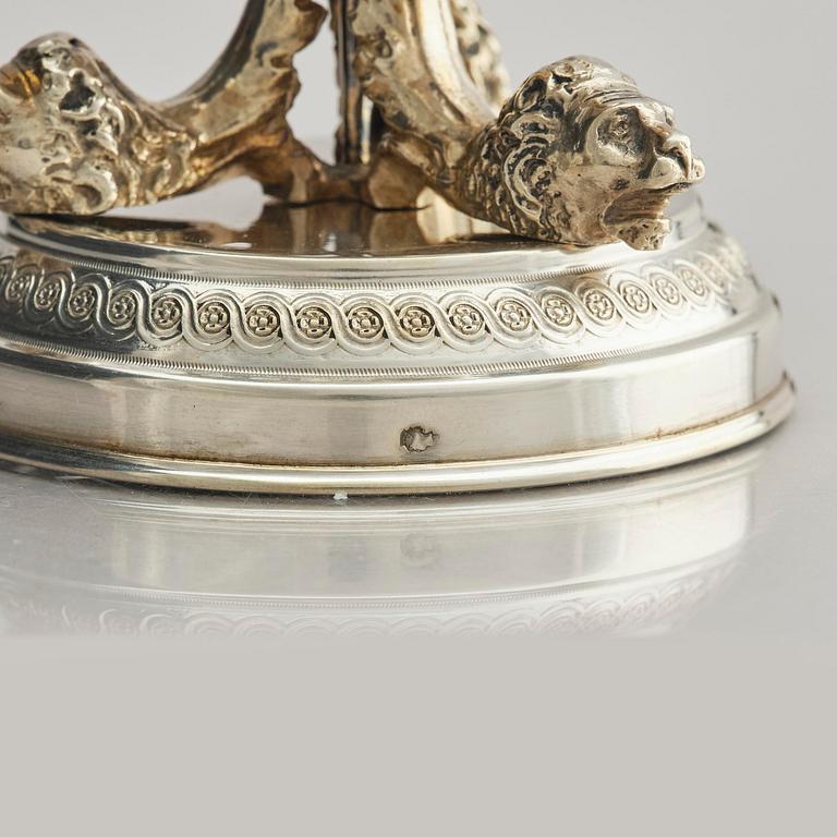 Saltkar, ett par, silver, otydlig mästarstämpel, Italien, andra hälften 1800-tal.