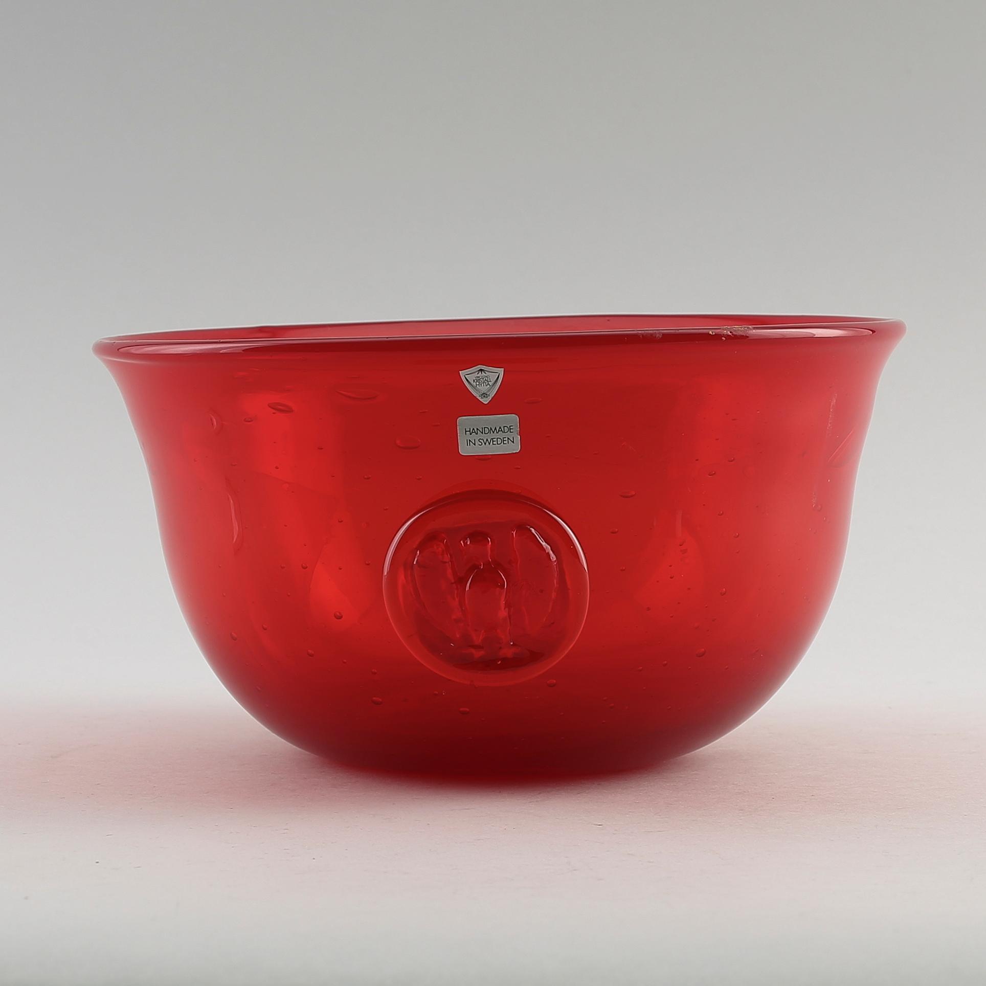 SKÅL, glas, Erik Höglund, Vrigstad Kristallhytta, signerad och daterad -86.