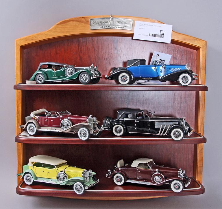 MODELLBILAR, 6 st i HYLLA, Franklin Mint.