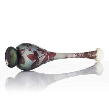 Emile Gallé, a set of two Art Nouveau cameo glass vases, Nancy, France.