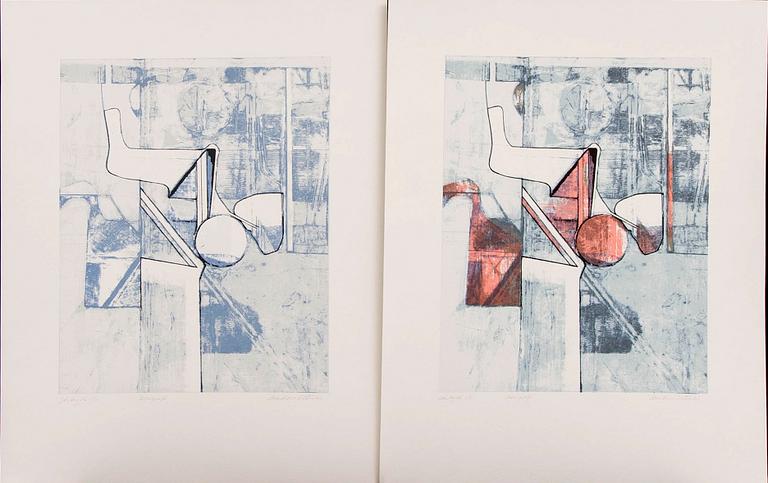 Anders Österlin, two serigraphs signed särtryck 1/1.