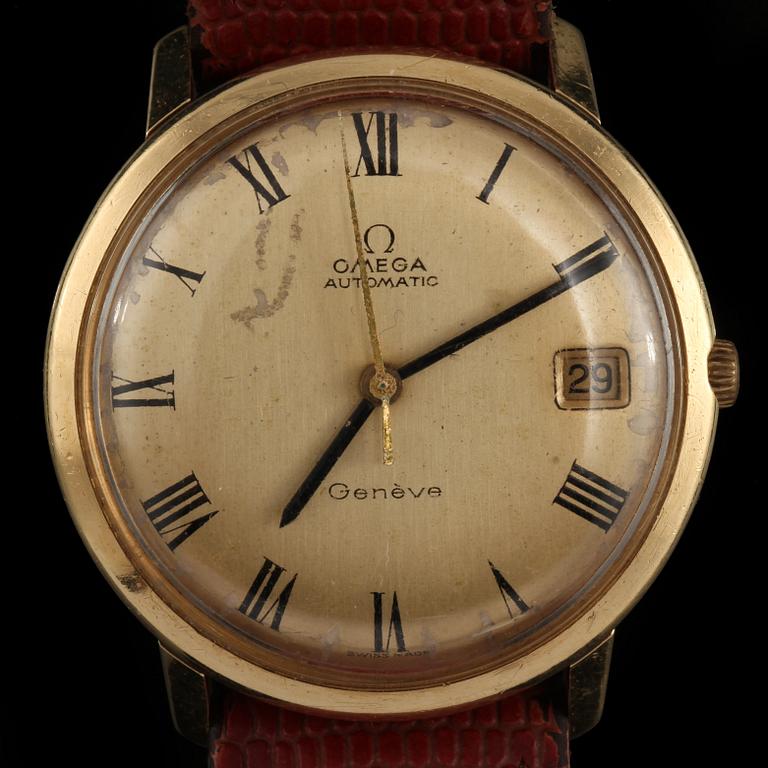 ARMBANDSUR, boett i 18 K guld, Genève, Omega, 1960-tal, total vikt 38 g.