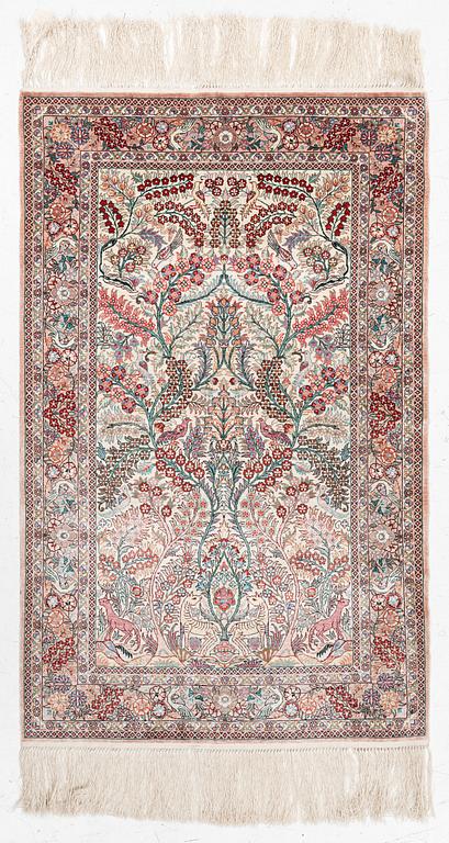 Rug, Hereke design, silk, approx. 122 x 77 cm.