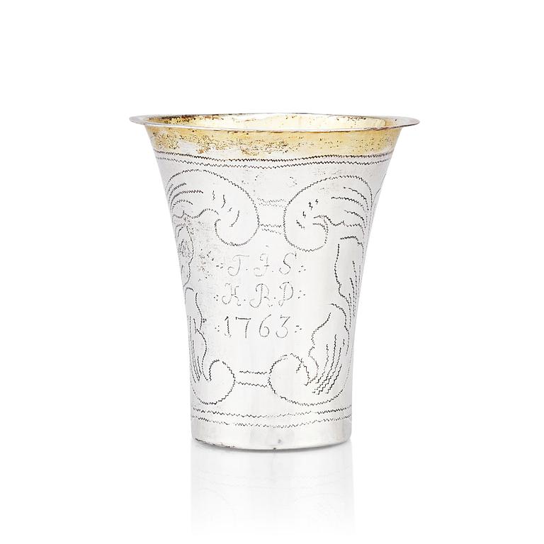 A Swedish parcel-gilt silver beaker, mark of Hans Petter Vogt (1752-1804) Kristianstad, Sweden,