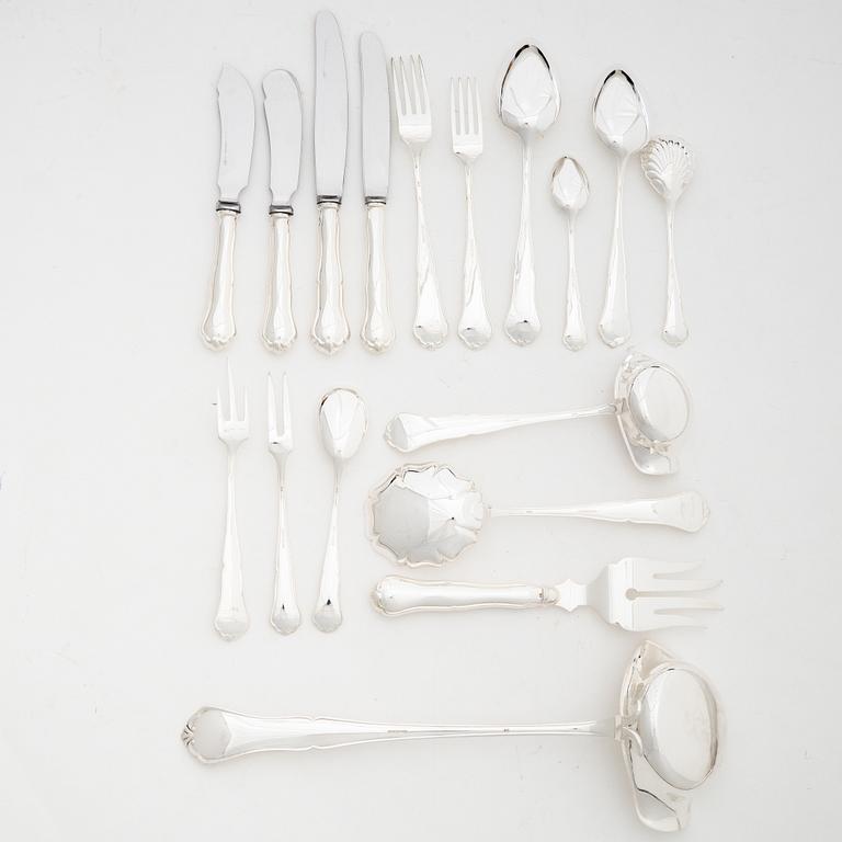 Cutlery service, 96 pieces, silver, model "Viktoria", Auran Kultaseppä Oy, Turku, Finland 1982.