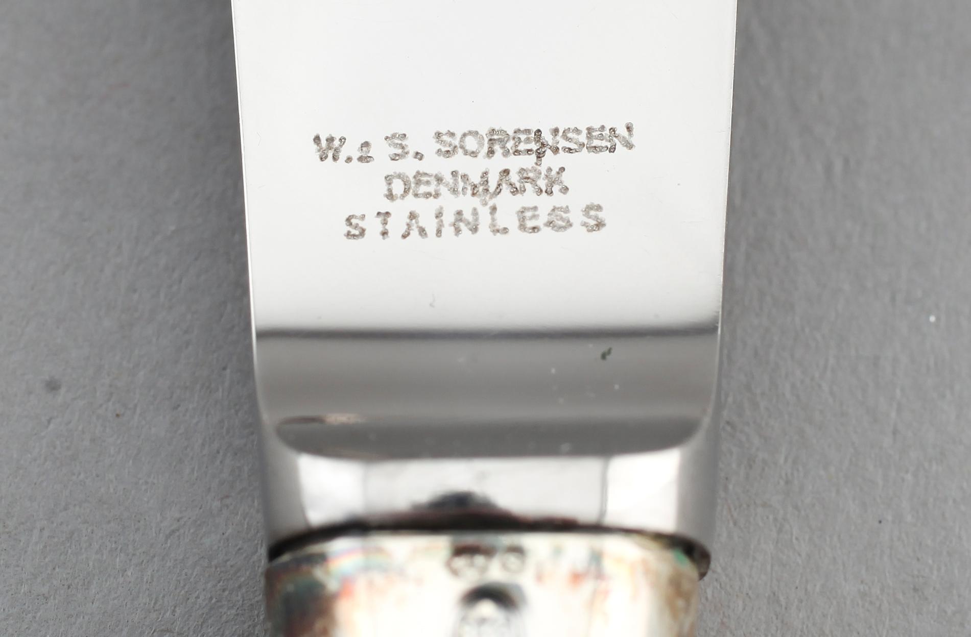BESTICK, 21 delar, silver, Danmark, 1900-talets mitt. Vikt med stålblad ca 790 g.