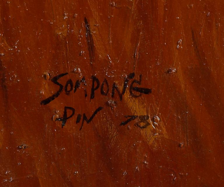 OKÄND KONSTNÄR, olja på duk, otydligt signerad Sampong Pin, daterad 78.