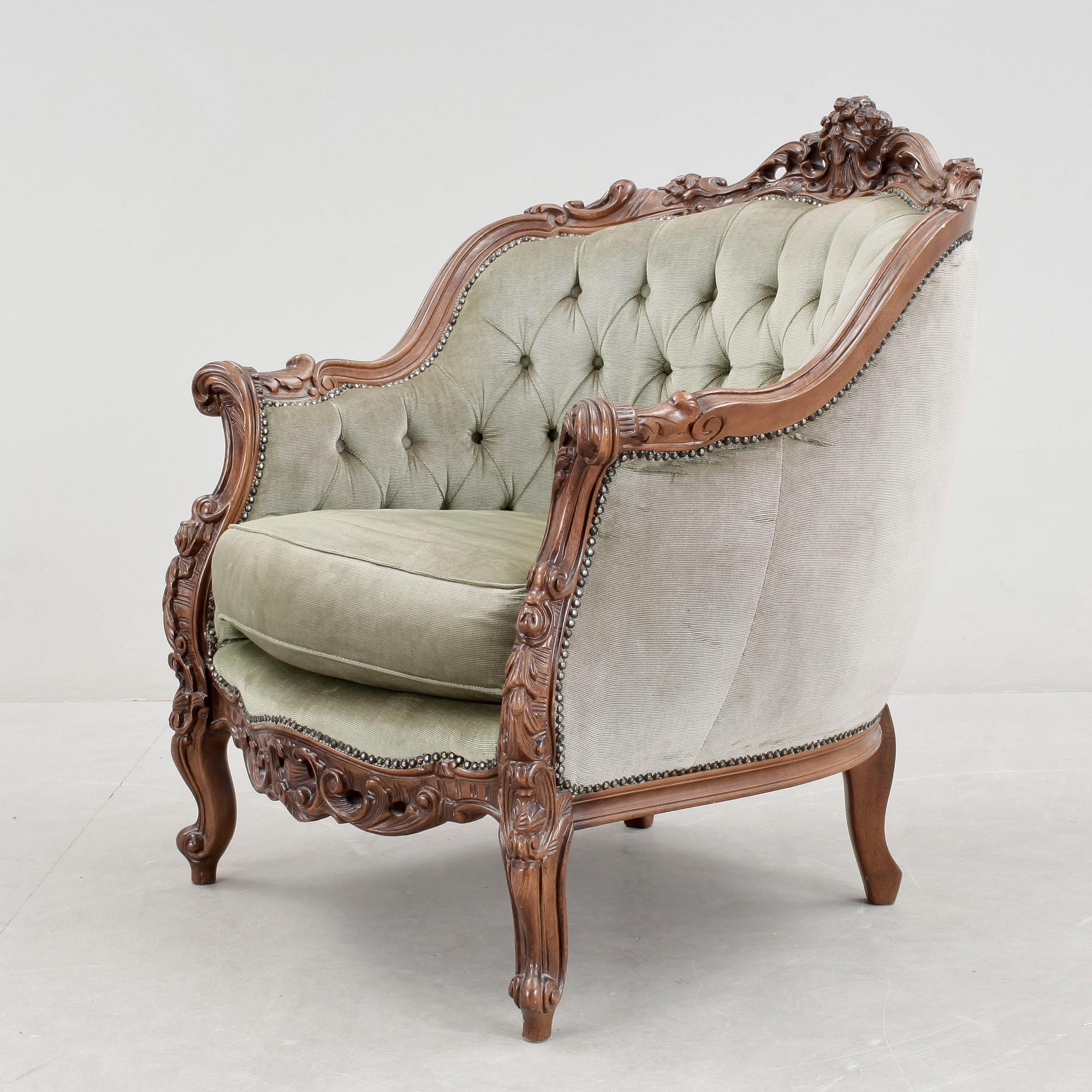 FÅTÖLJ, rokokostil, 1900-tal.