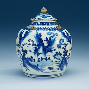 A blue and white jar with cover, Ming dynasty, Tianqi (1621-27).